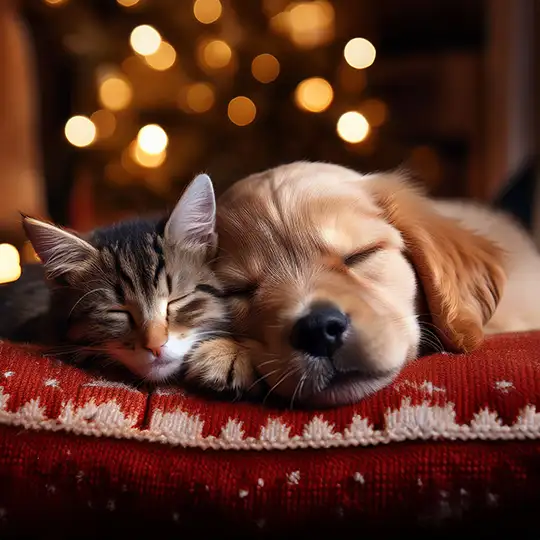 perro y gato navidad womi